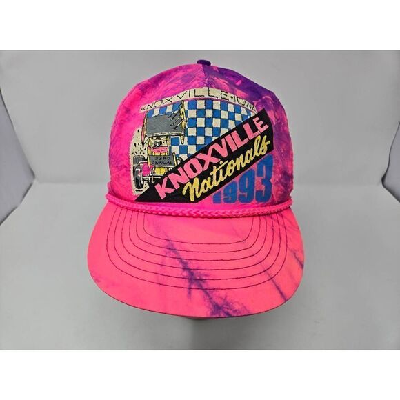 KNOXVILLE NATIONALS SPRINT CAR RACING IOWA 1993 PINK PURPLE TIE DYE HAT CAP - Picture 1 of 7